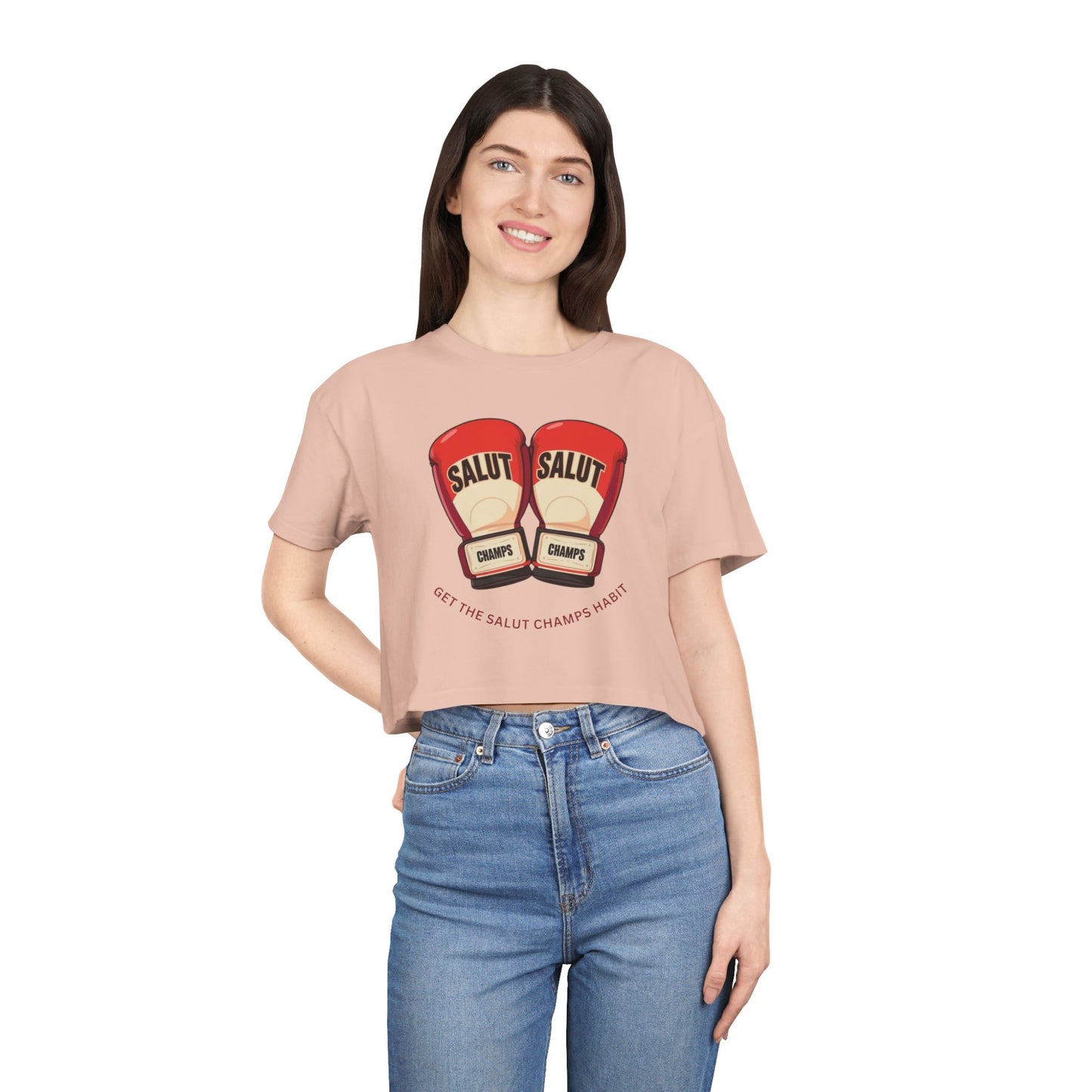 SALUT CHAMPS-"GLOVES UP CROP TEE"