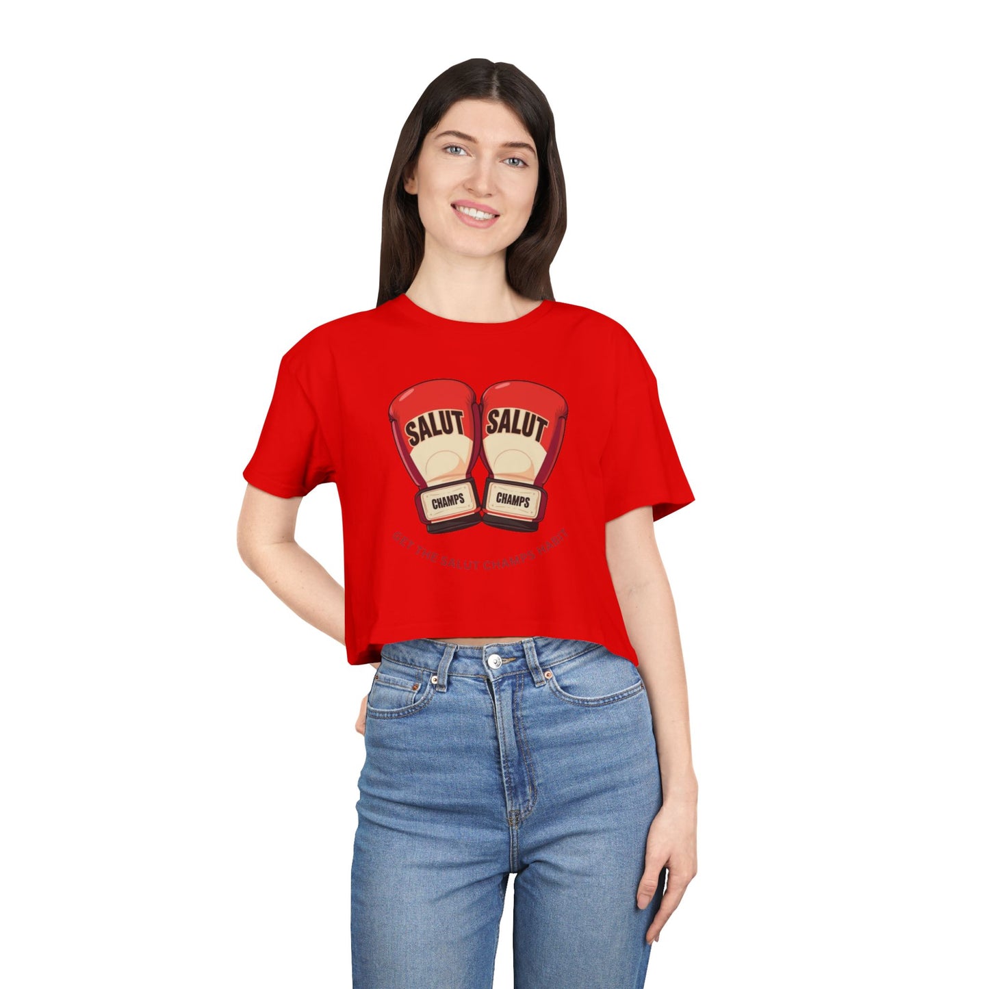 SALUT CHAMPS- "GLOVES UP CROP TEE"