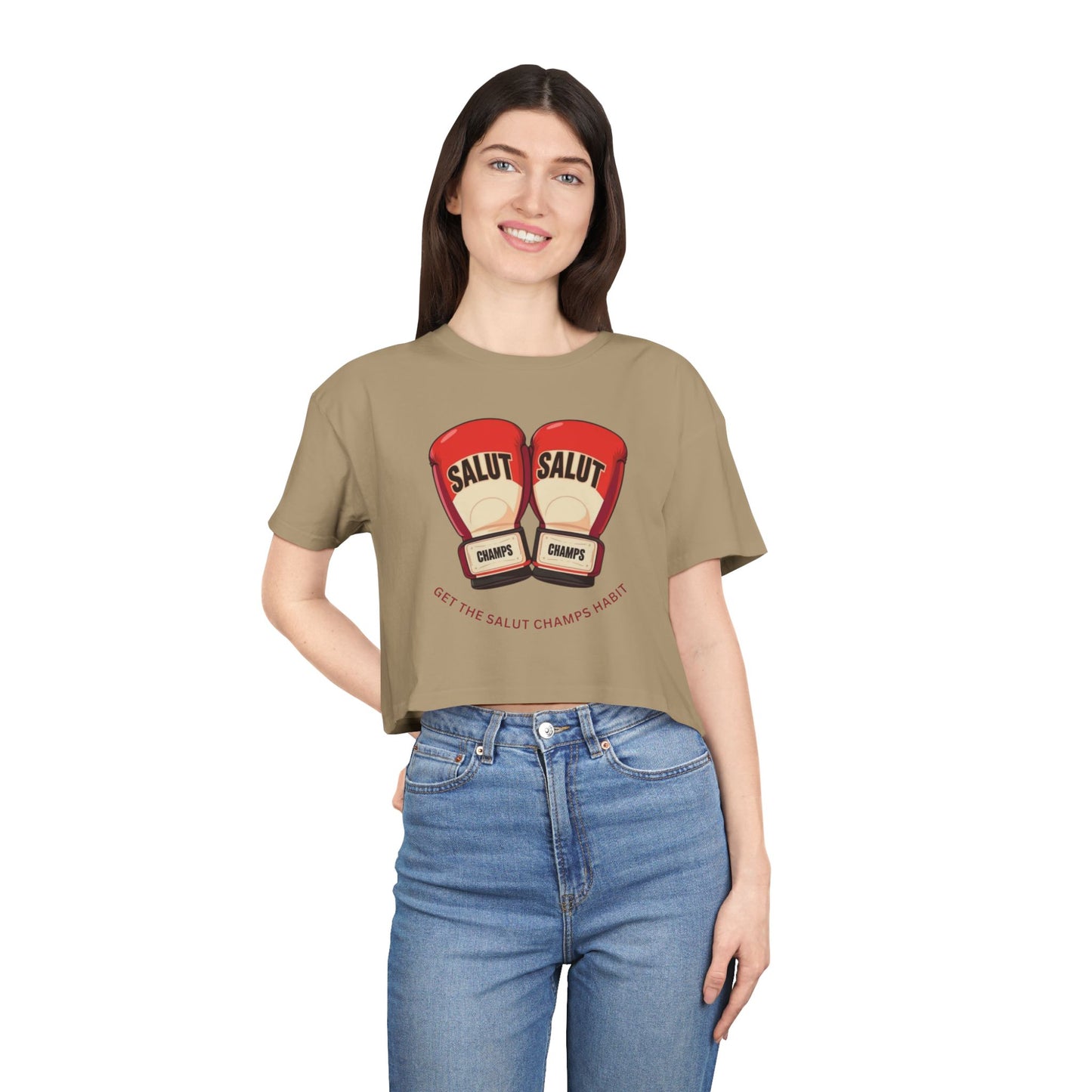 SALUT CHAMPS- "GLOVES UP CROP TEE"