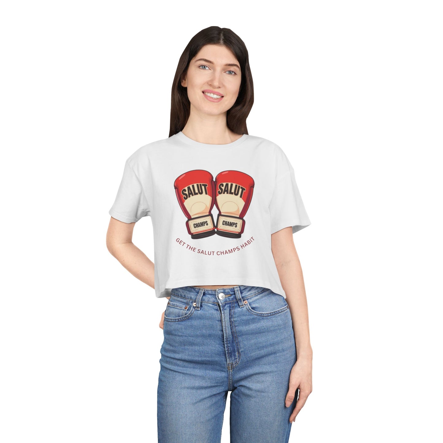 SALUT CHAMPS-"GLOVES UP CROP TEE"