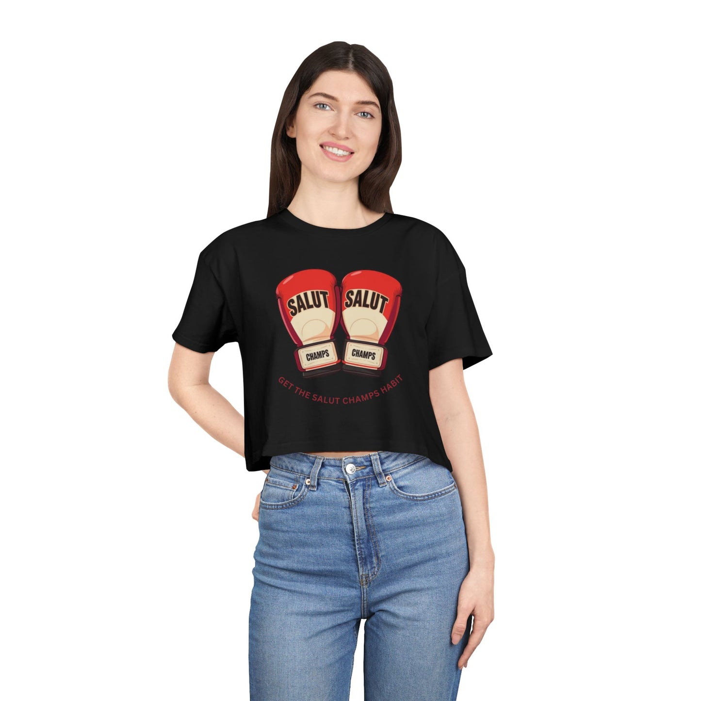 SALUT CHAMPS- "GLOVES UP CROP TEE"
