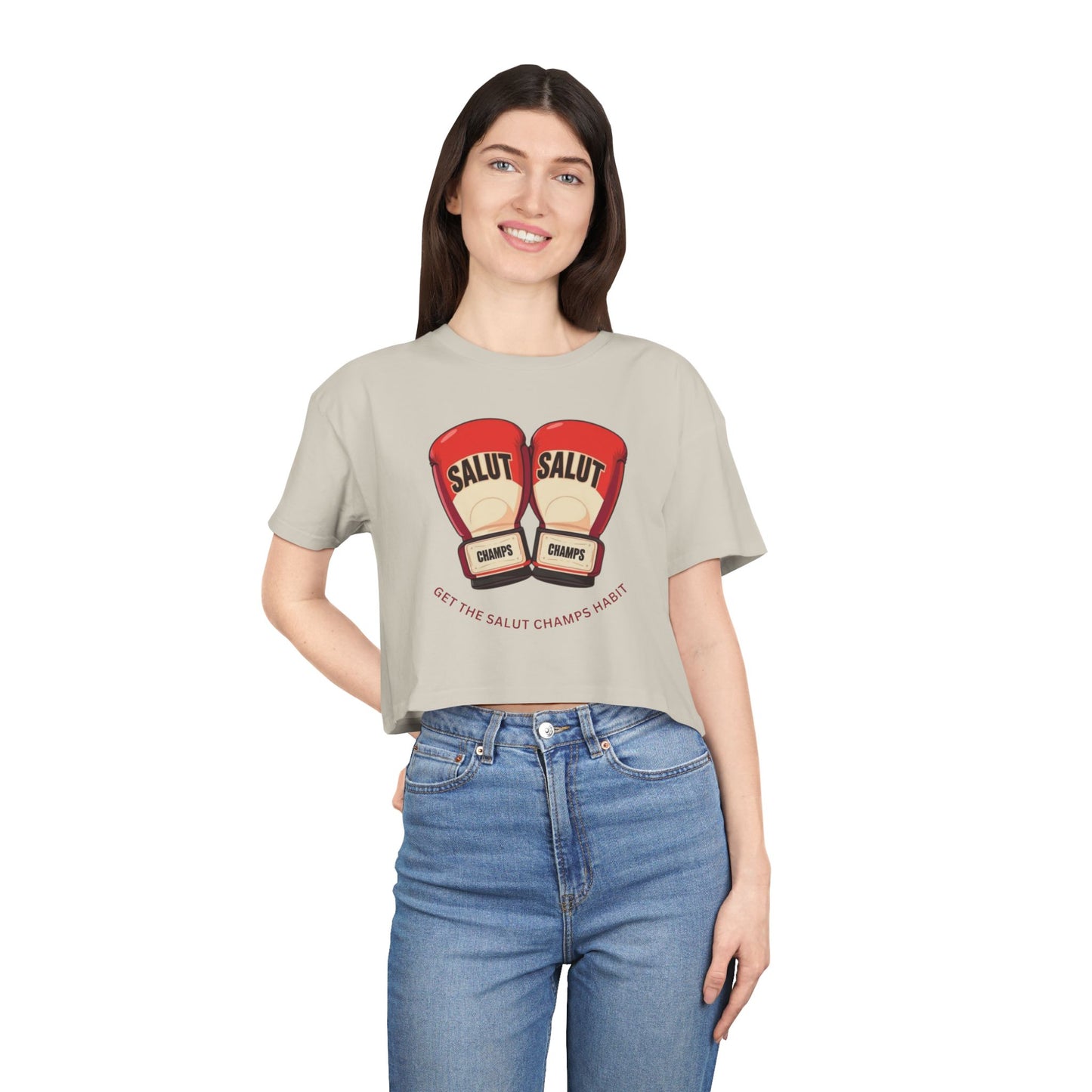 SALUT CHAMPS-"GLOVES UP CROP TEE"