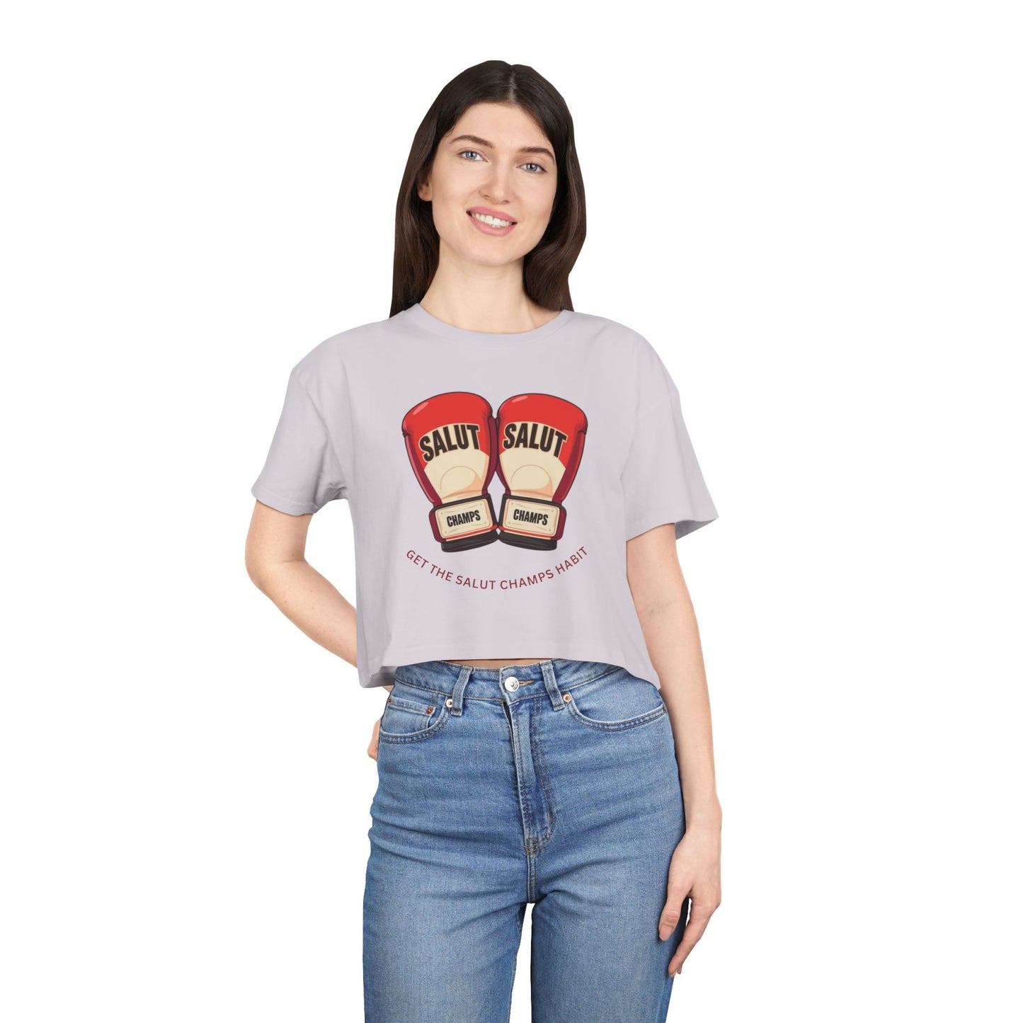 SALUT CHAMPS- "GLOVES UP CROP TEE"