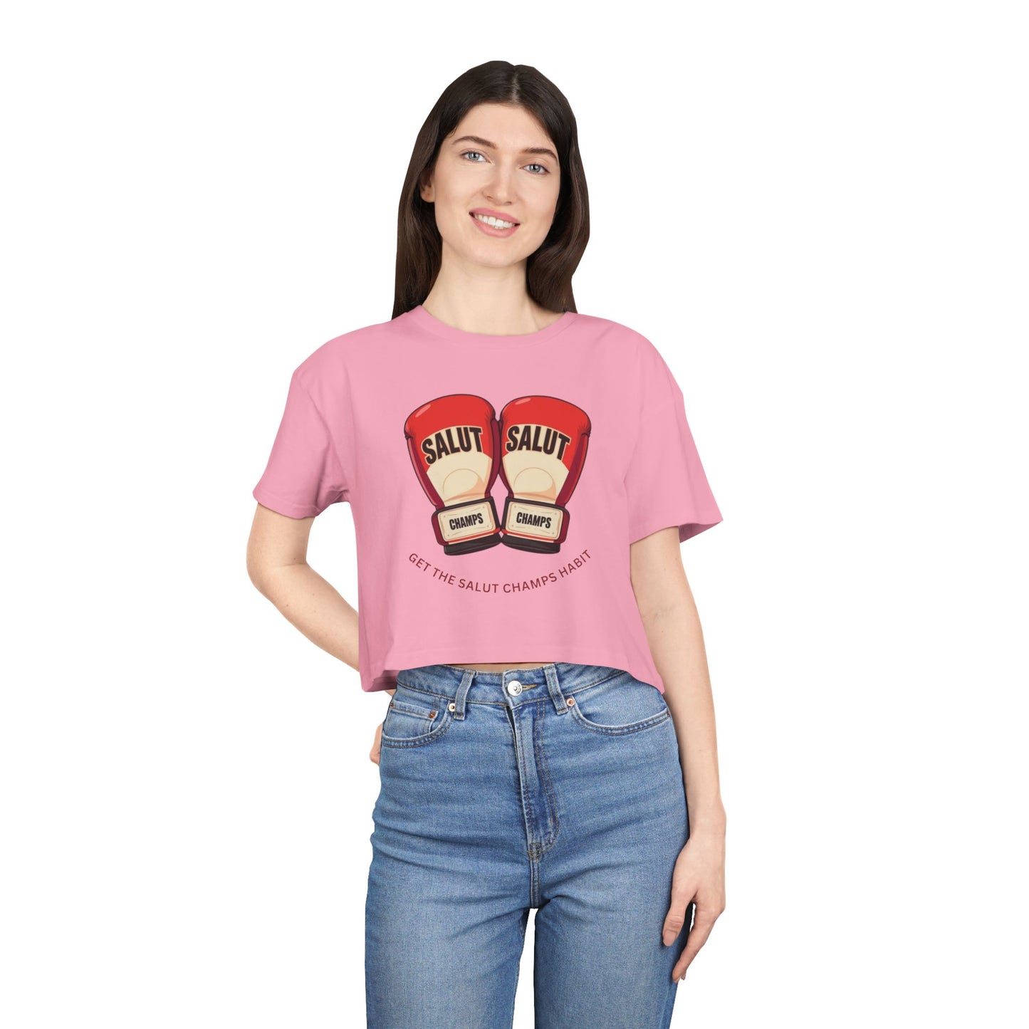 SALUT CHAMPS- "GLOVES UP CROP TEE"