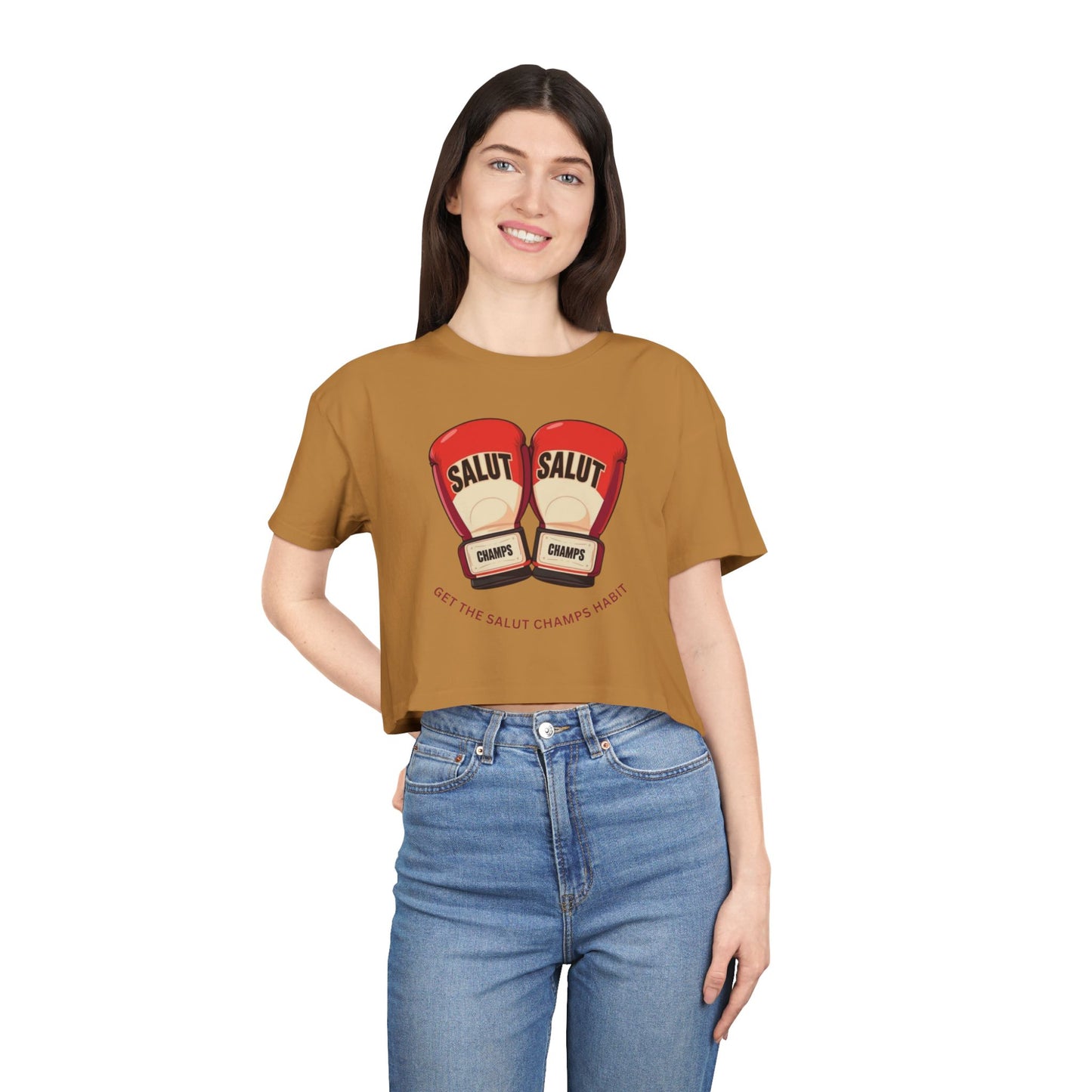 SALUT CHAMPS-"GLOVES UP CROP TEE"