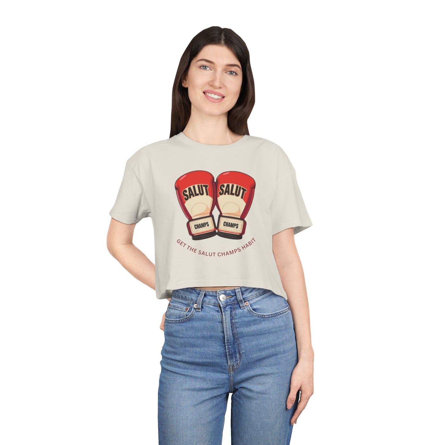 SALUT CHAMPS- "GLOVES UP CROP TEE"