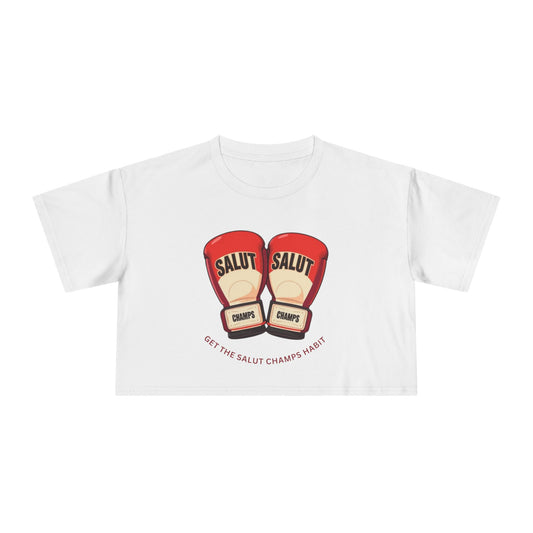 SALUT CHAMPS-"GLOVES UP CROP TEE"