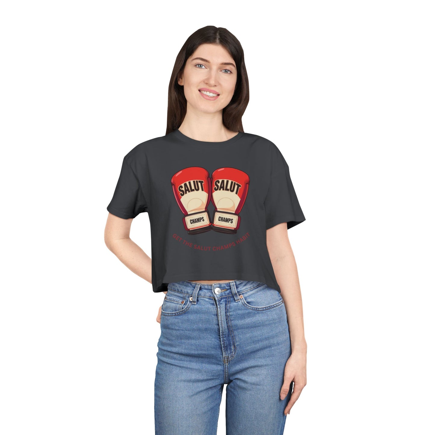 SALUT CHAMPS-"GLOVES UP CROP TEE"