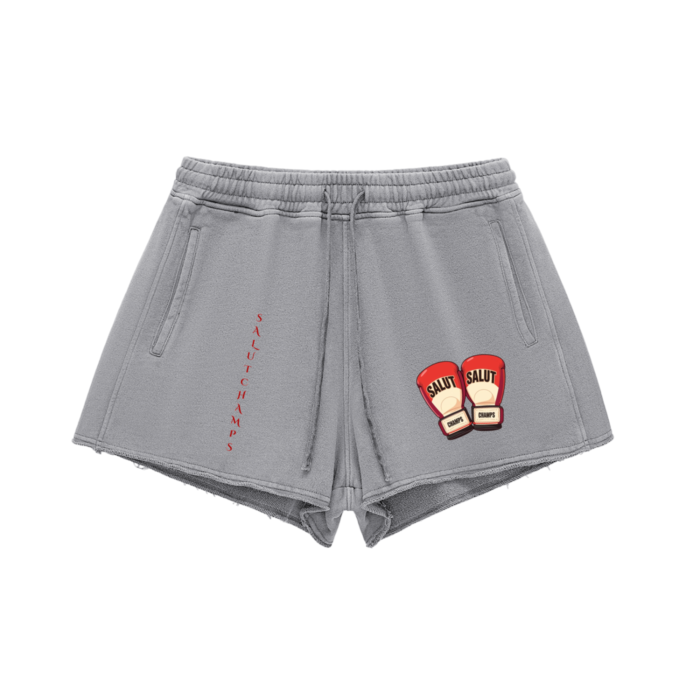 Snow Washed Raw Edge Drawstring Shorts